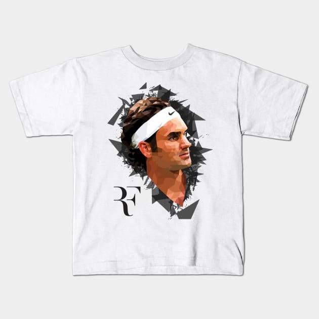 Roger Federer Abstract Kids T-Shirt by inkstyl